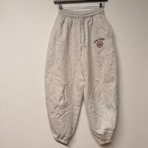 Zara Heather Gray Joggers with Maroon 'New York USA' Patch